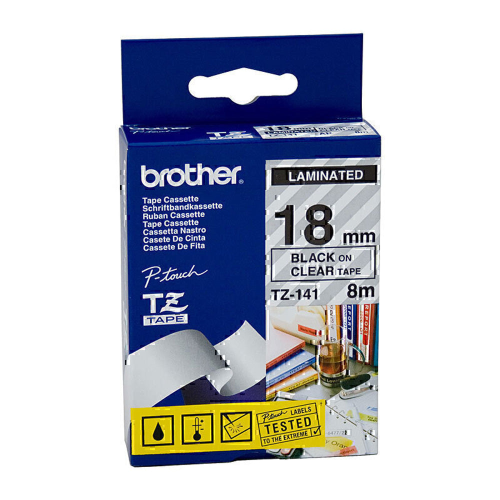 Brother Laminated Black on Clear Labelling Tape