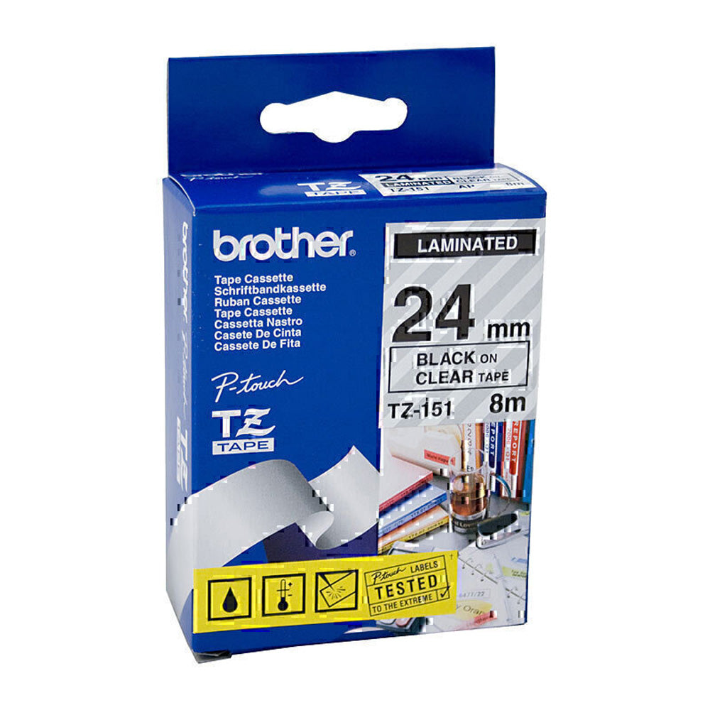Brother Laminated Black on Clear Labelling Tape