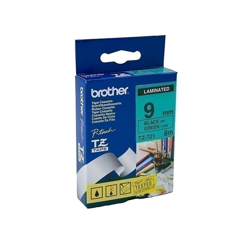 Brother Laminated Black on Green Labelling Tape