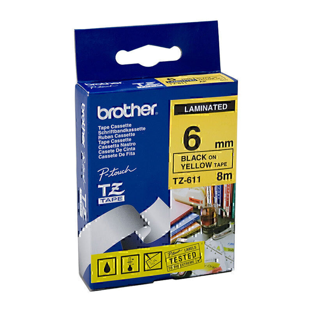 Brother Laminated Black on Yellow Labelling Tape