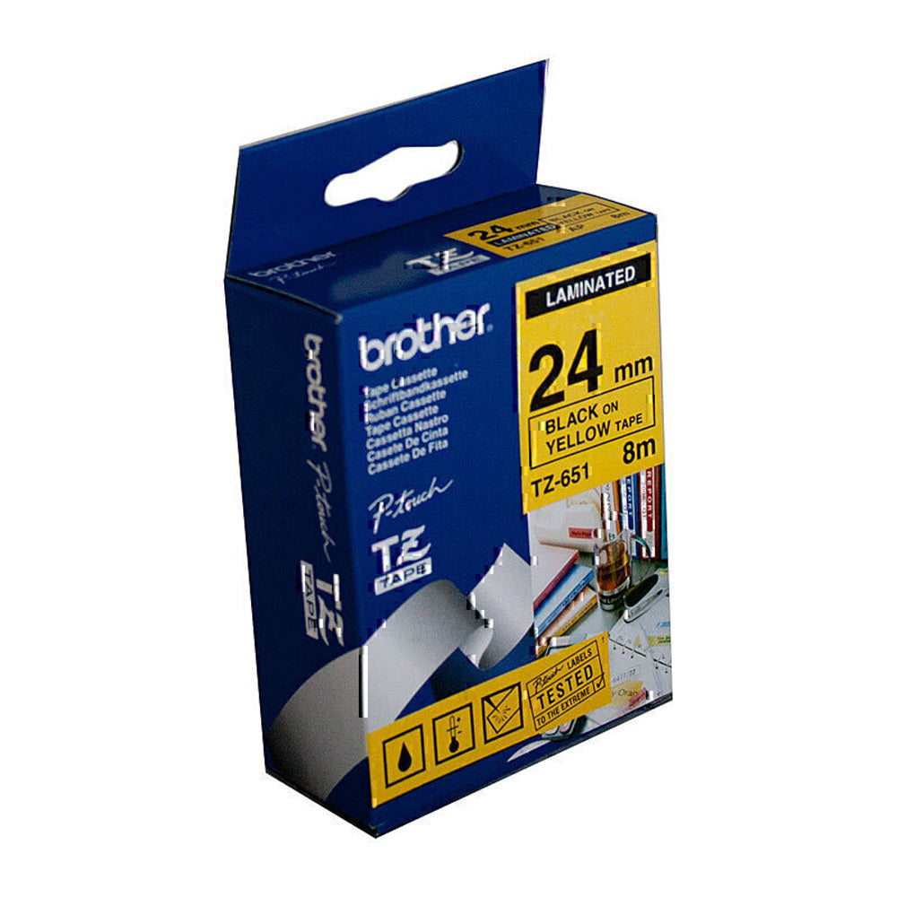 Brother Laminated Black on Yellow Labelling Tape