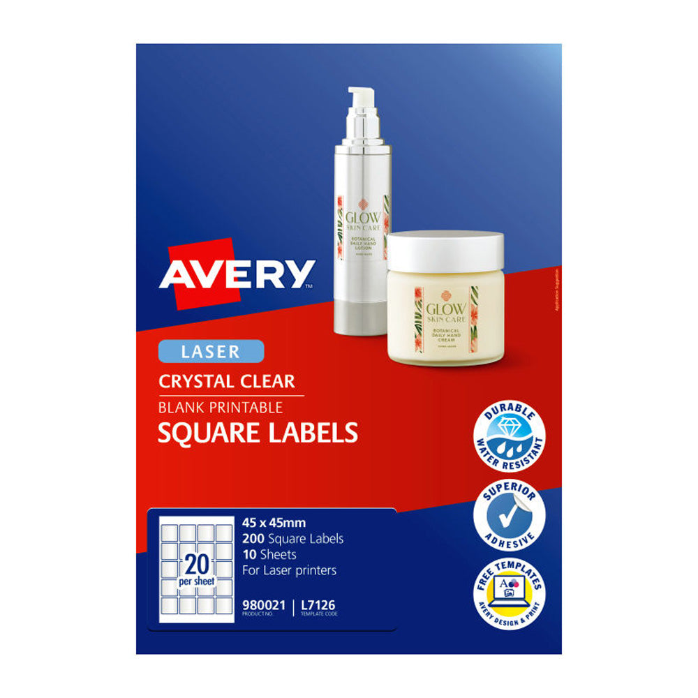 Avery Square Labels 20Up 20pk (Clear)
