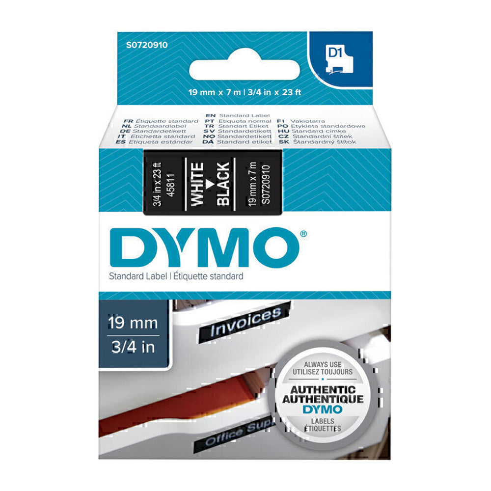 Dymo Black on White Labelling Tape