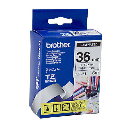 Brother Laminated Black on White Labelling Tape