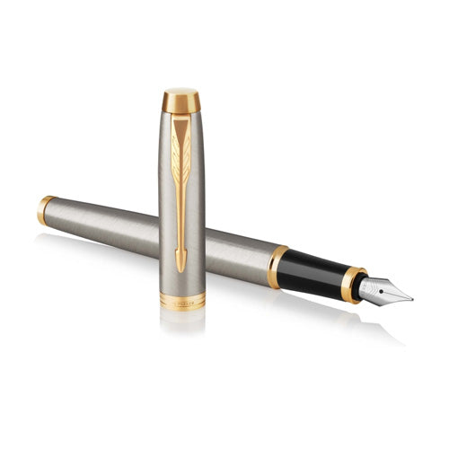 Parker IM Core Brushed Metal Gold Trim Fountain Pen