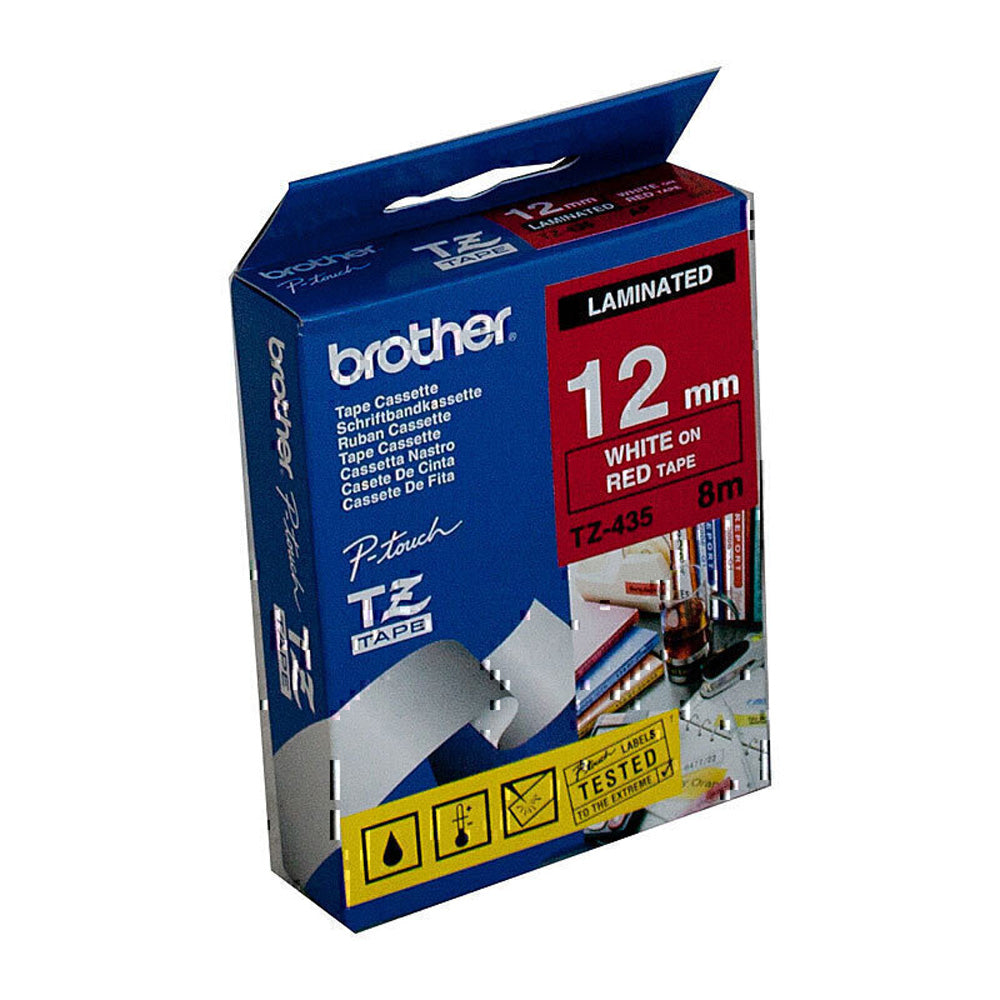 Brother Laminated White on Red Labelling Tape 12mm