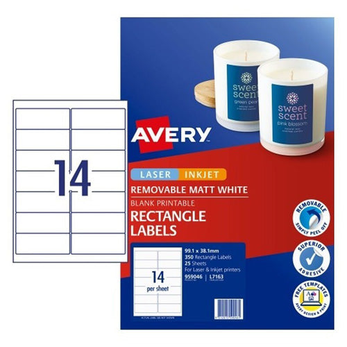 Avery Removable Multi-Purpose Labels 14Up 350pk