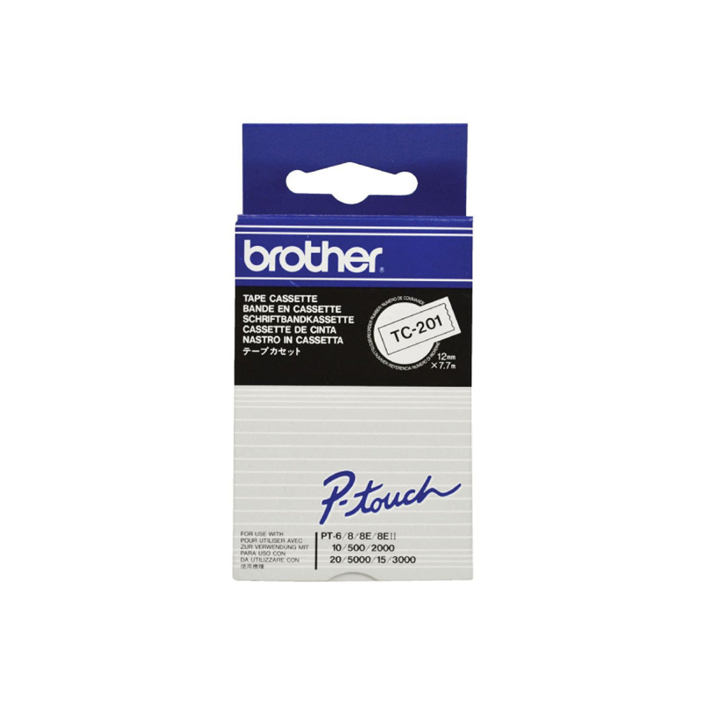 Brother Original Black on White Labelling Tape 12mm