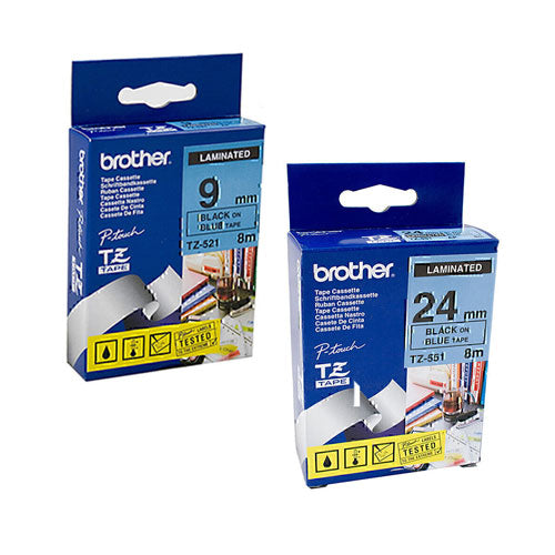 Brother Laminated Black on Blue Labelling Tape