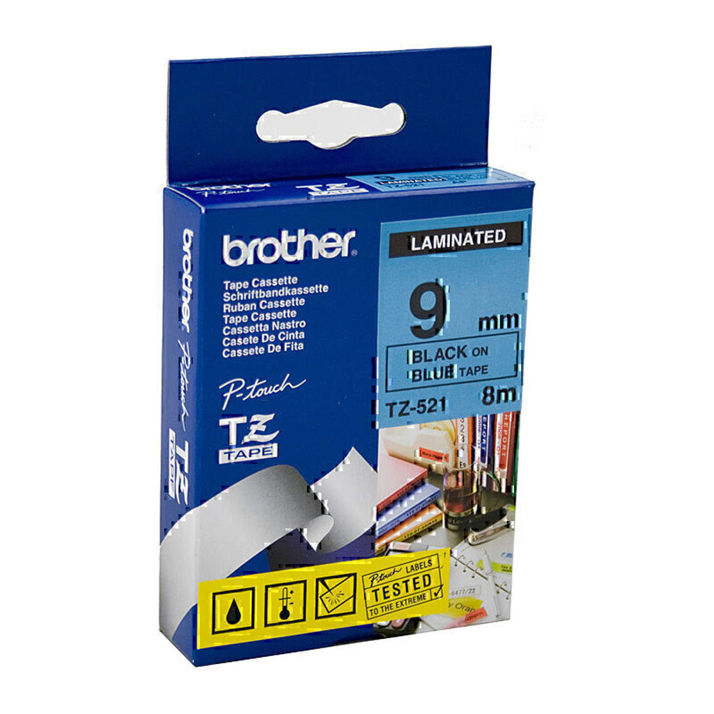 Brother Laminated Black on Blue Labelling Tape