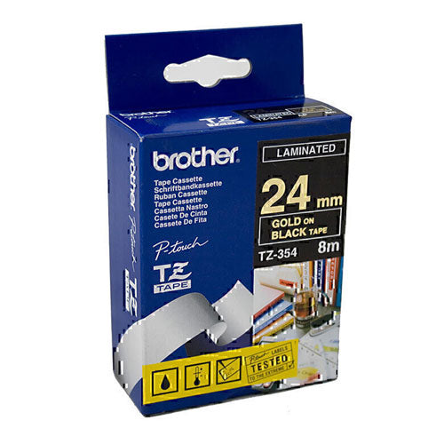 Brother Laminated Gold on Black Labelling Tape