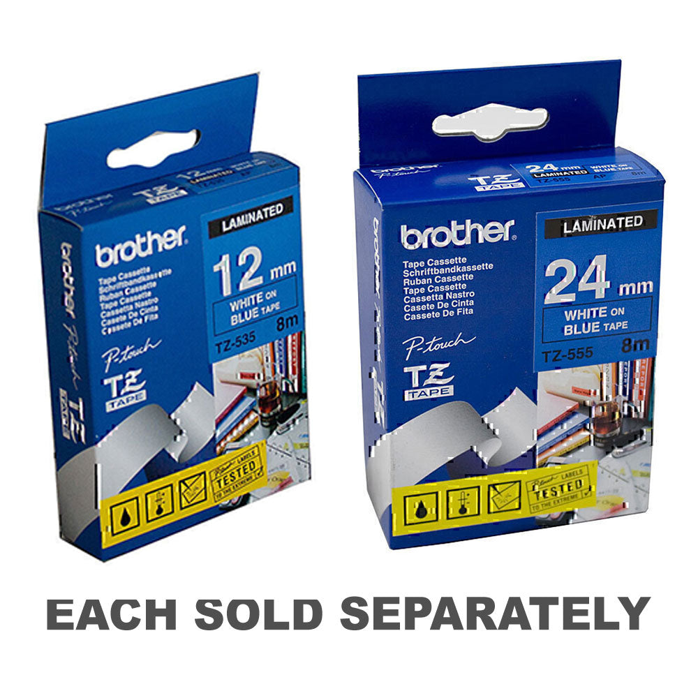 Brother Laminated White on Blue Labelling Tape