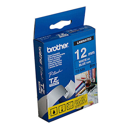 Brother Laminated White on Blue Labelling Tape