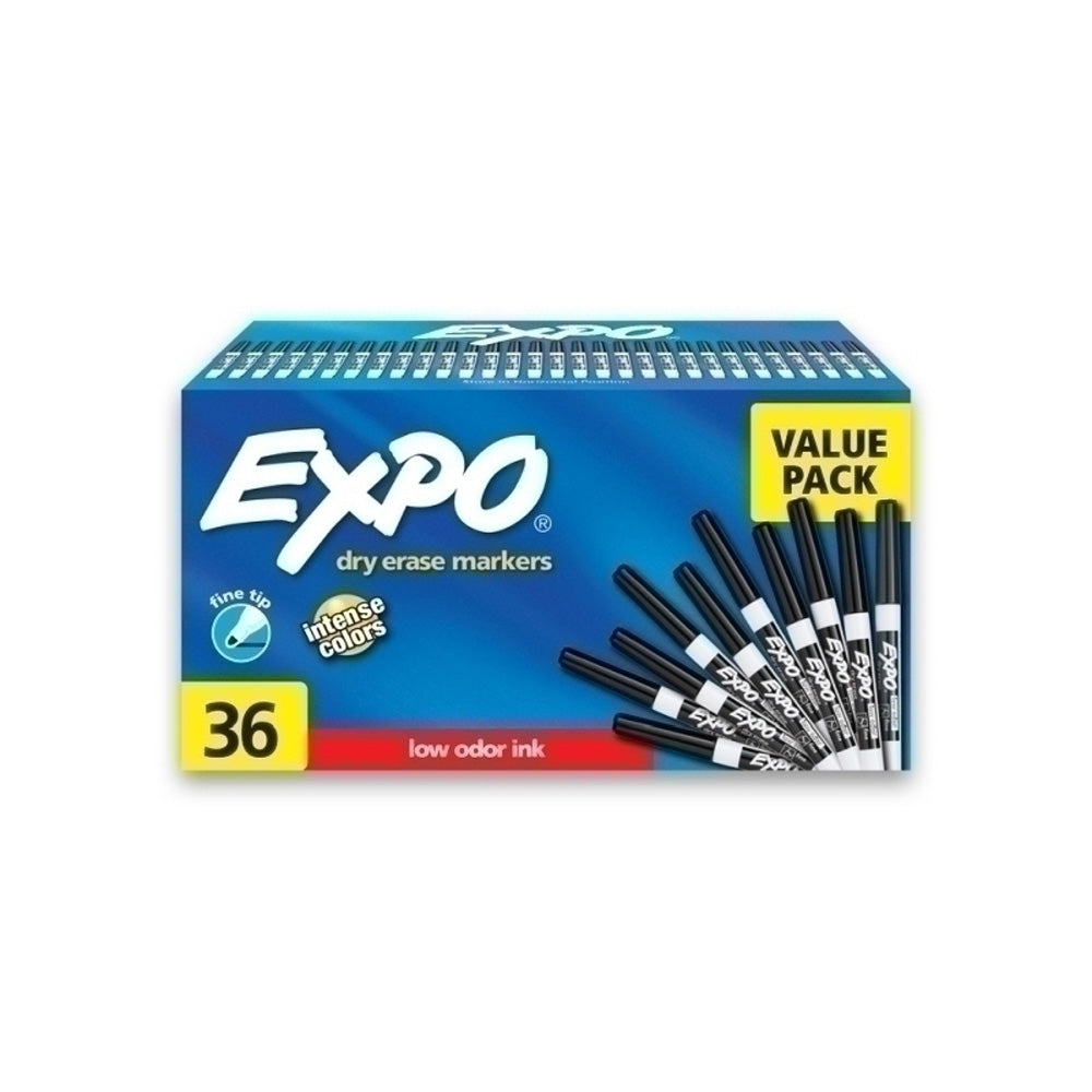 Expo Dry Erase Fine Whiteboard Marker Box of 36 (Black)