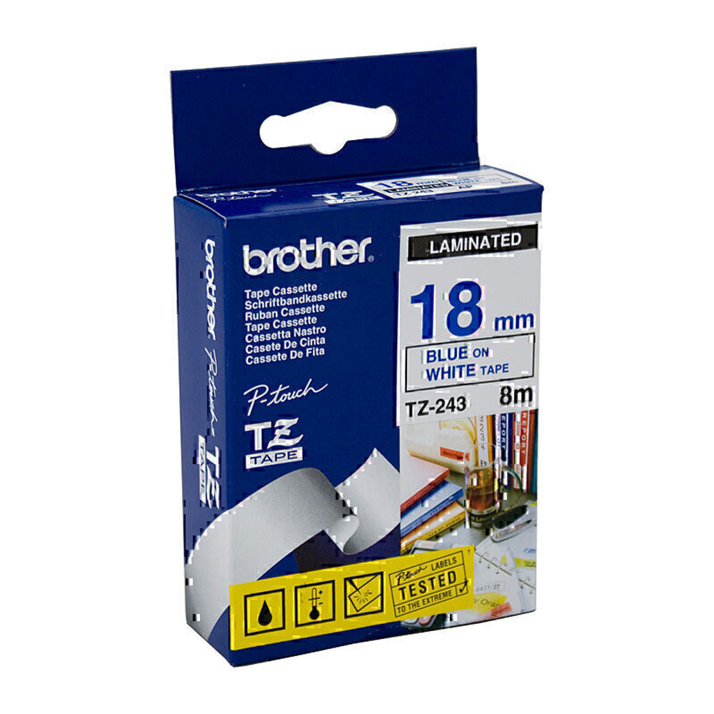 Brother Laminated Blue on White Labelling Tape