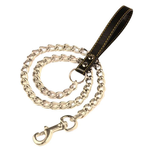 Elite Pet Chrome Chain Lead with Leather Handle