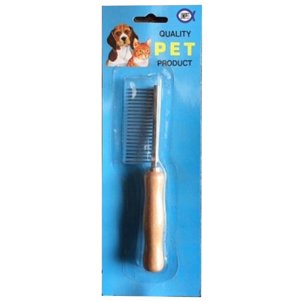 Unipet Wooden Handle with Comb Metal Teeth Coarse Pet Brush