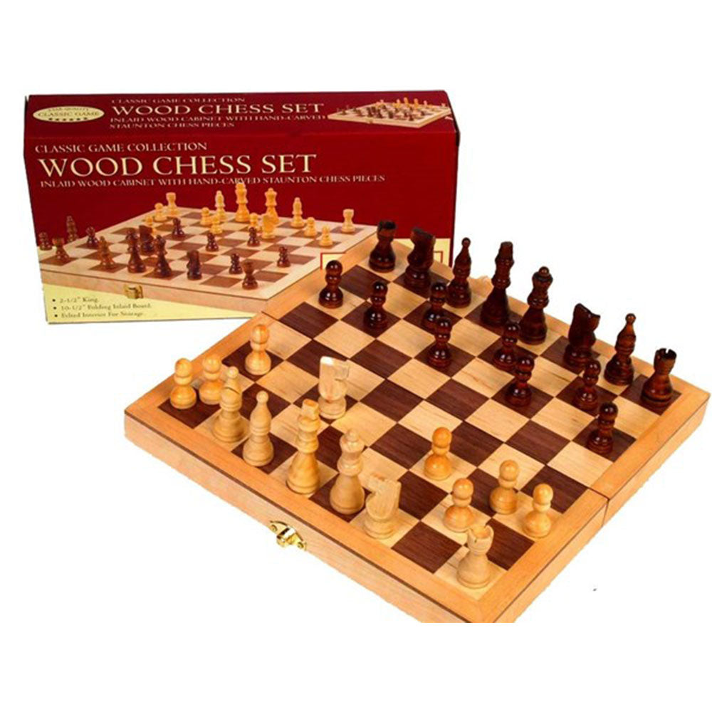 Classic Games Collection Inlaid Wooden Chess Set 10.5"