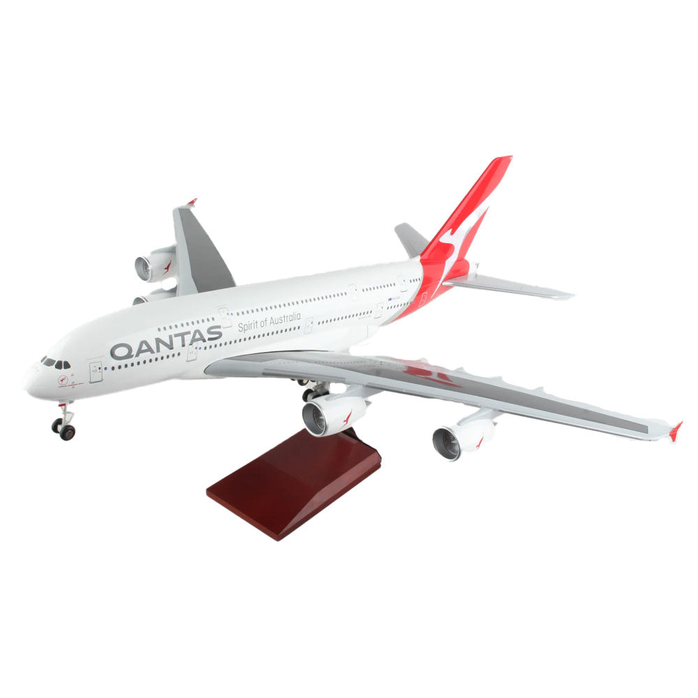 Skymarks Qantas A 380 1/100 Scale Model with Wooden Stand