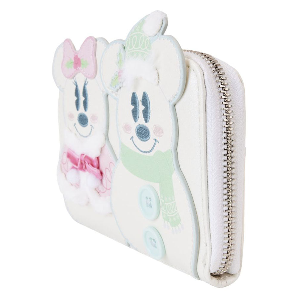 Disney Mickey & Minnie Pastel Snowman Zip Around Wallet