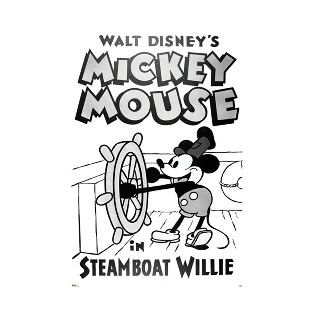 Póster clásico willie del barco de vapor de mickey mouse