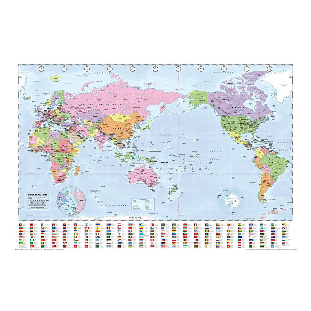 World Map with Flags Poster (61x91.5cm)