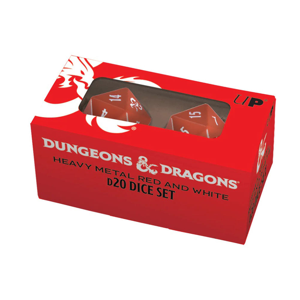 D&D Heavy Metal D20 Dice Set (Red and White)