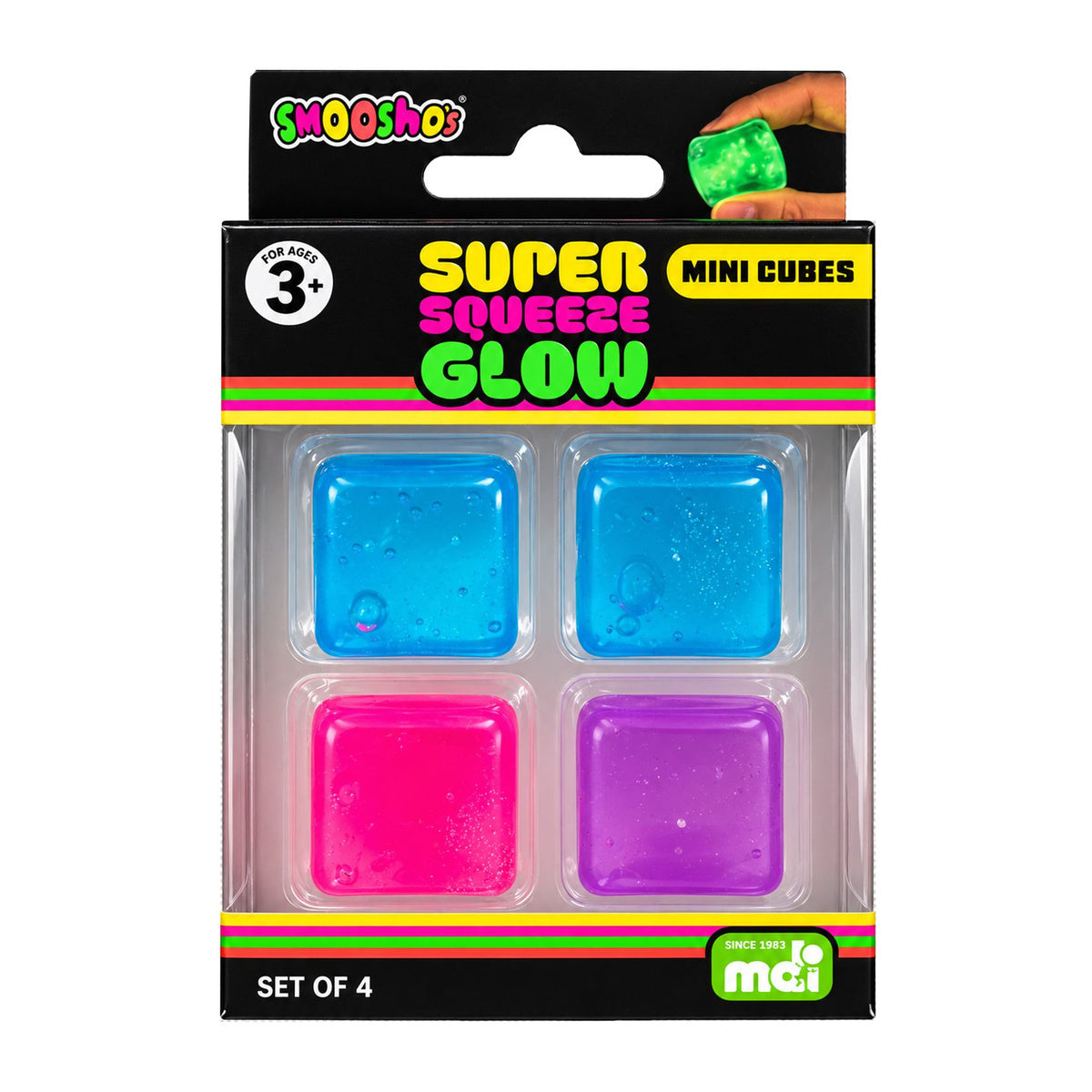 Smoosho's Super Mini Glow in Dark Squeeze Toy (Pack of 4)