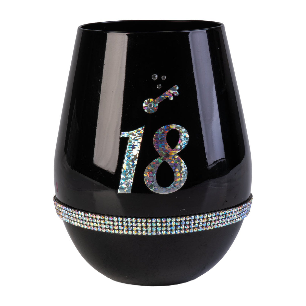 Black Luxe Birthday Stemless Wine Glass