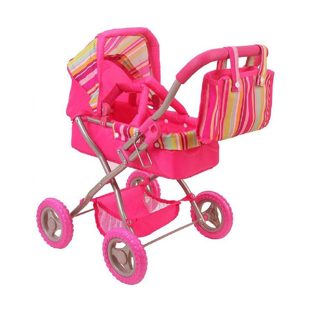 Small Dolls Pram with Removable Carrier (Pink)