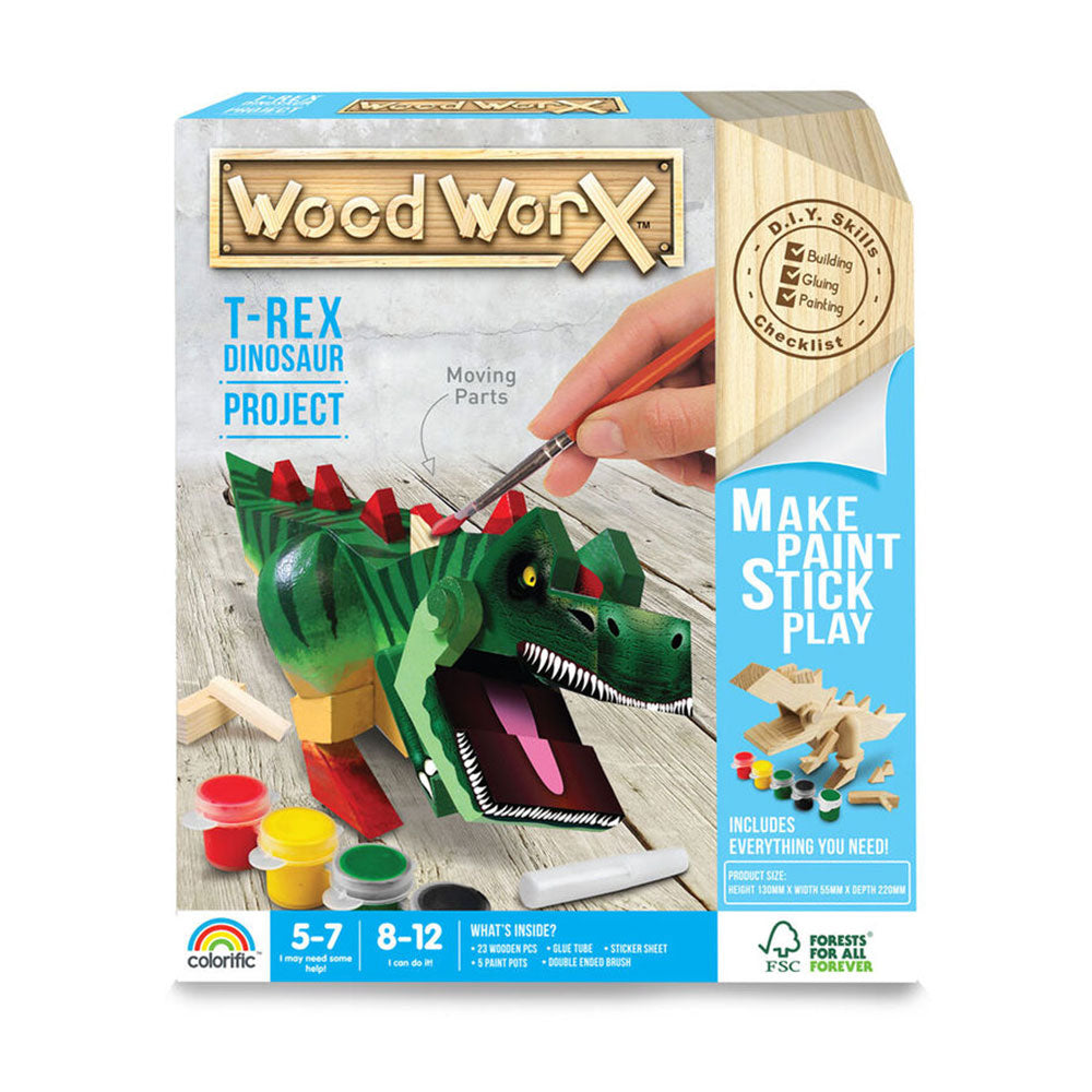 Wood Worx T-Rex Dinosaur Paint Kit