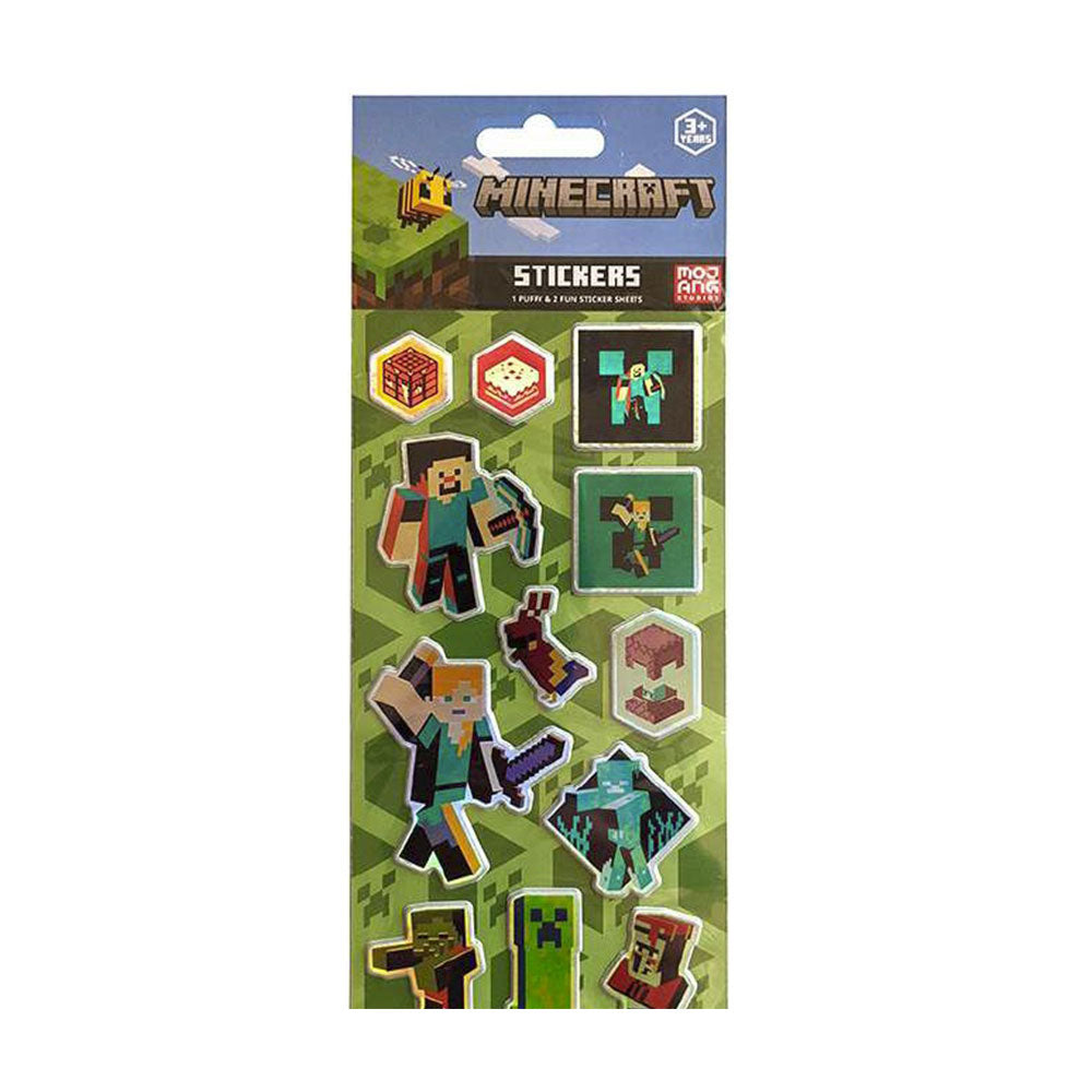 Minecraft Puffy & Paper Stickers 3pcs
