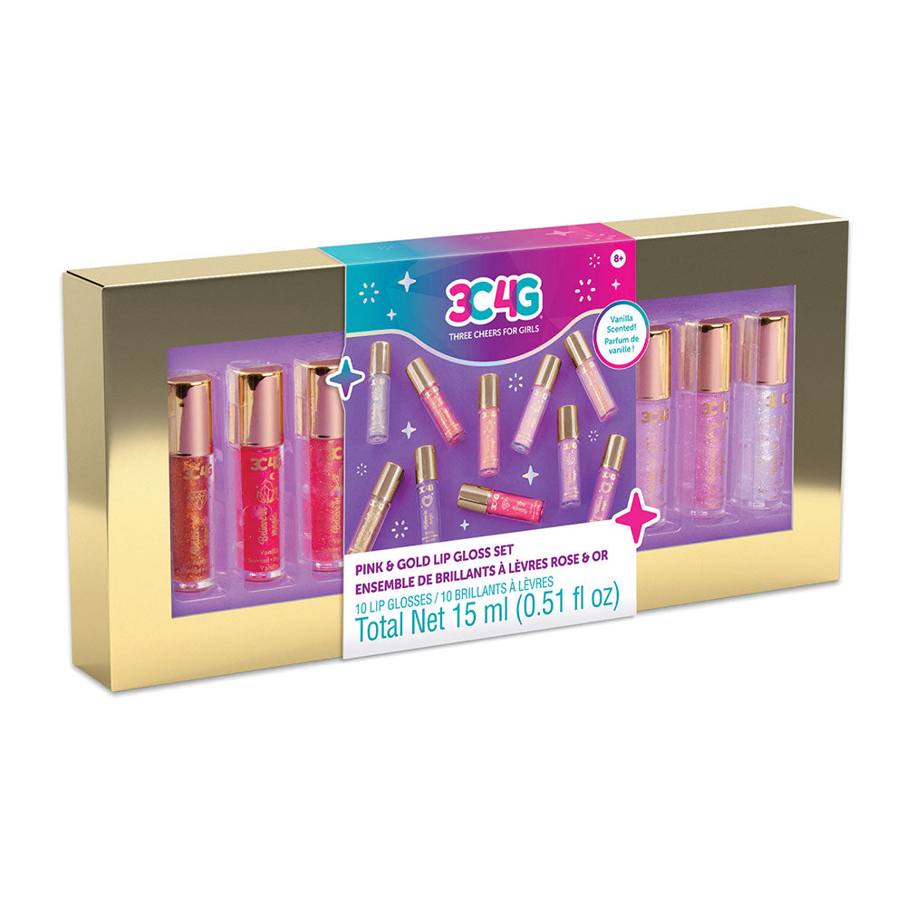 3C4G rosa og gull lipgloss (pakke med 10)