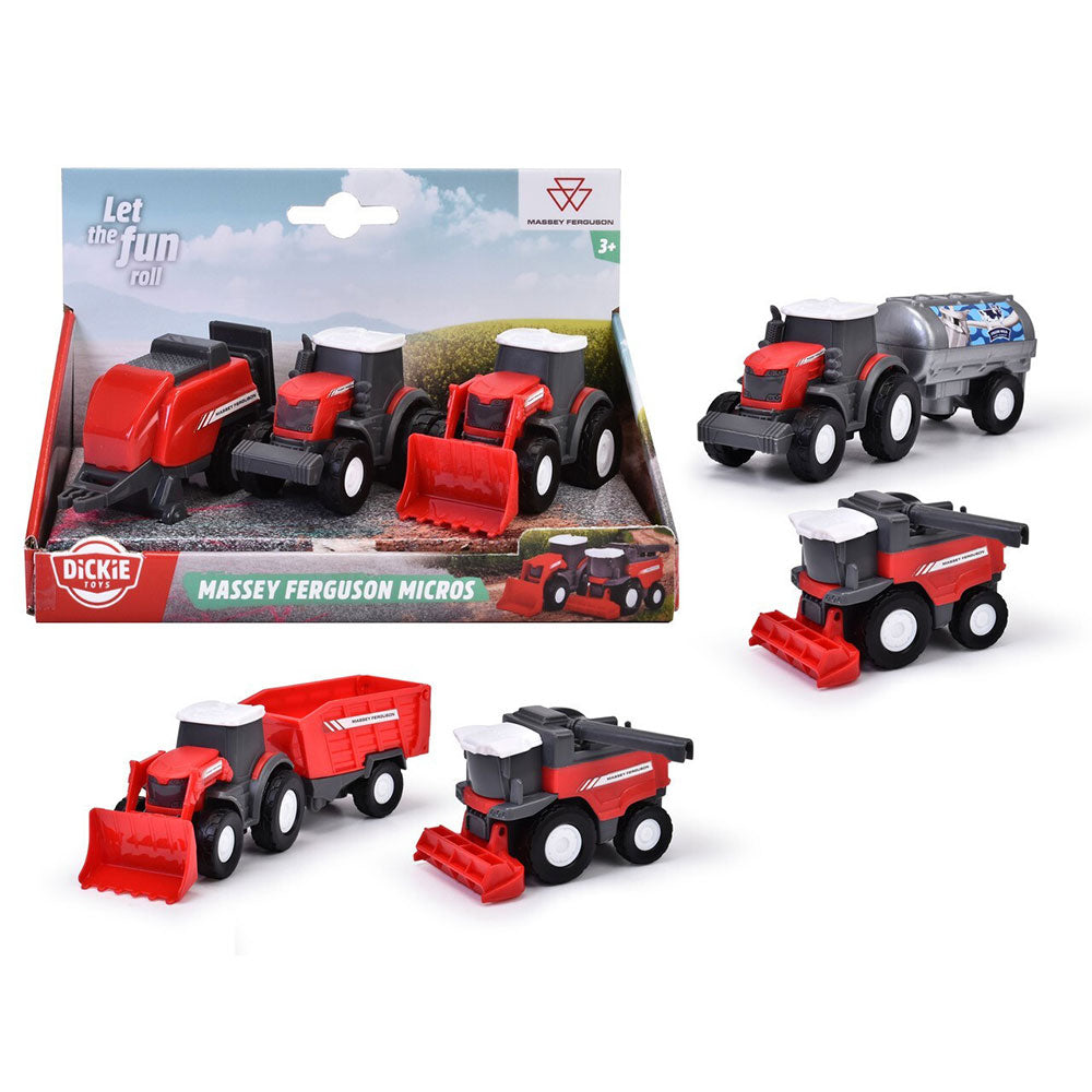 Dickey Toys Massey Feguson Micro Farm Trucks 3 Stück (zufällig)