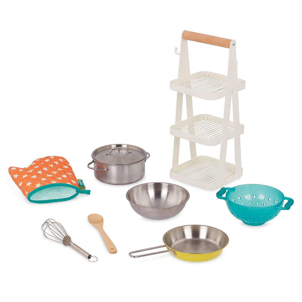 Pots and Pans Playset with Storage Rack
