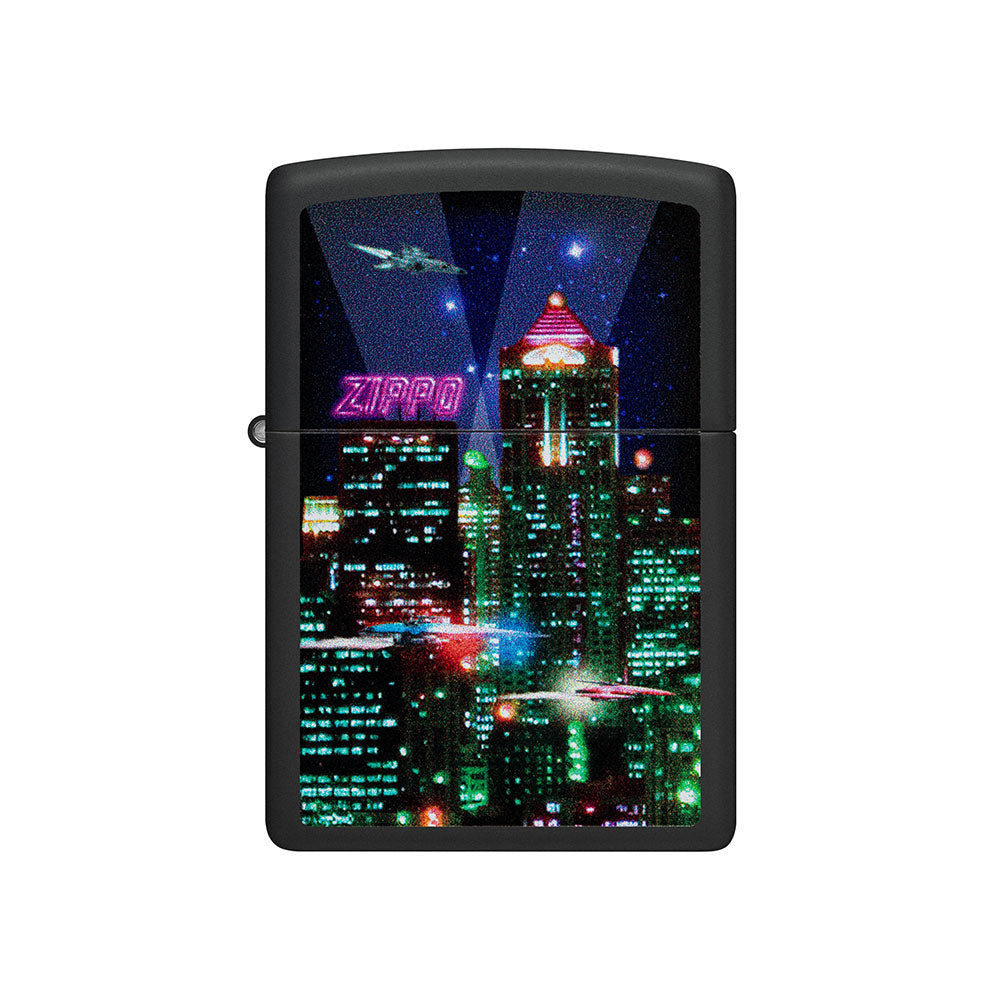 Zippo Cyber City Windproof Lighter (Matte Black)