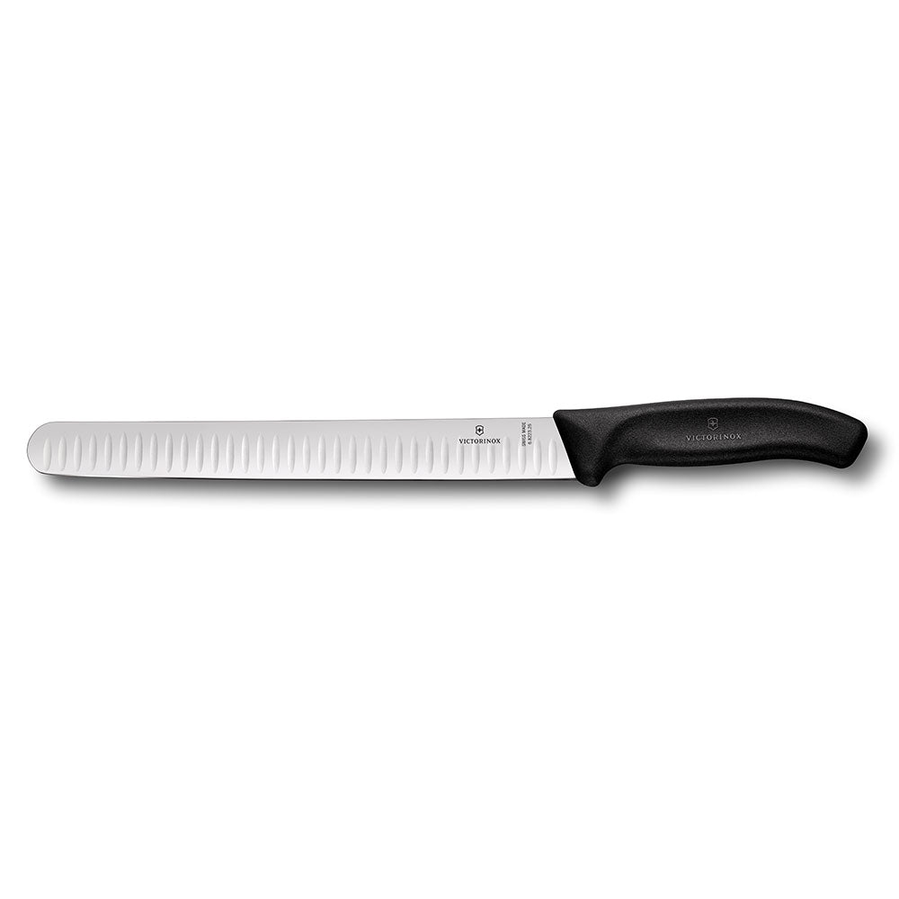 Round Tip Flute Blade Slicing Knife 25cm (Black)