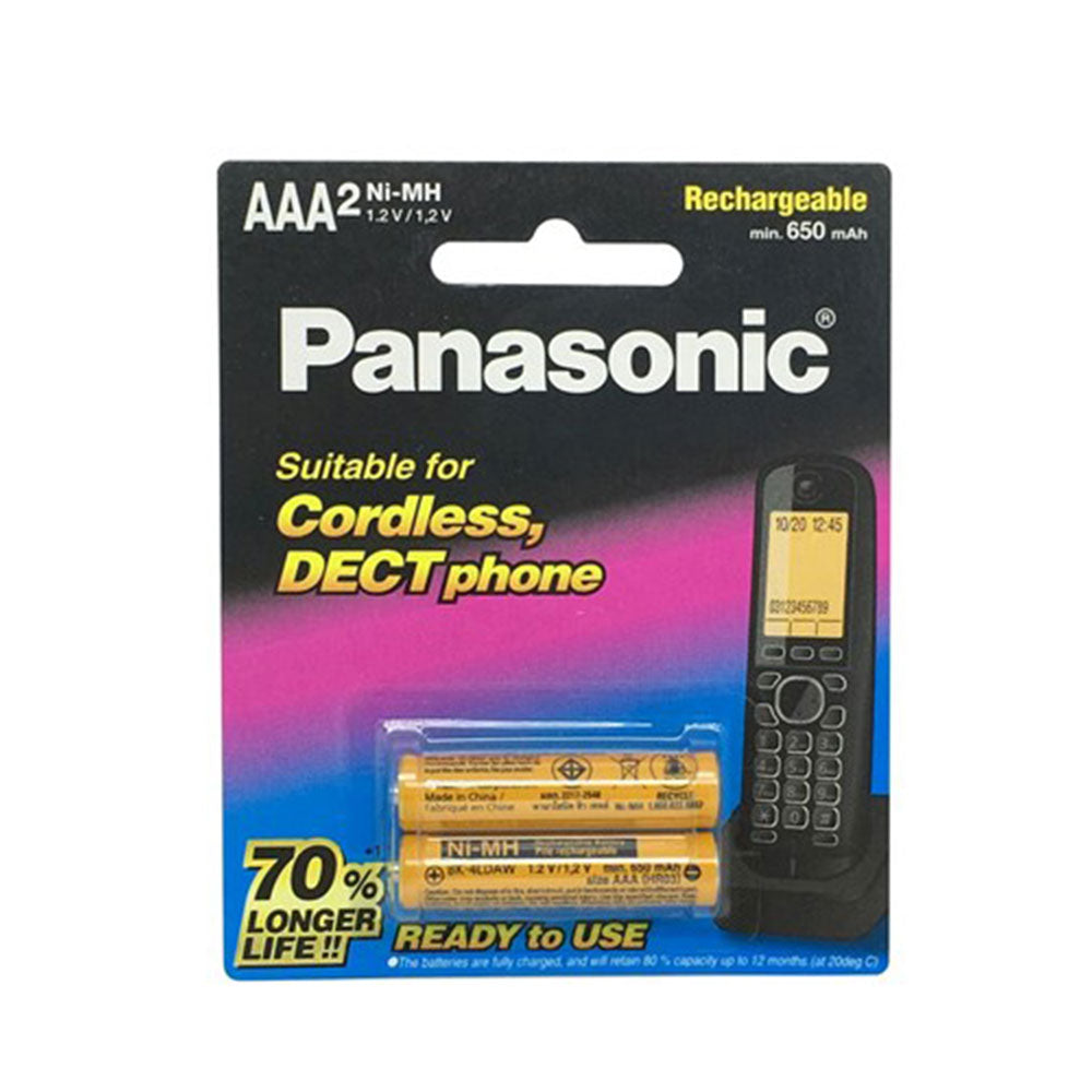 Panasonic Cordless Phone AAA Ni-MH Battery 1.2V 650mAH 2pcs