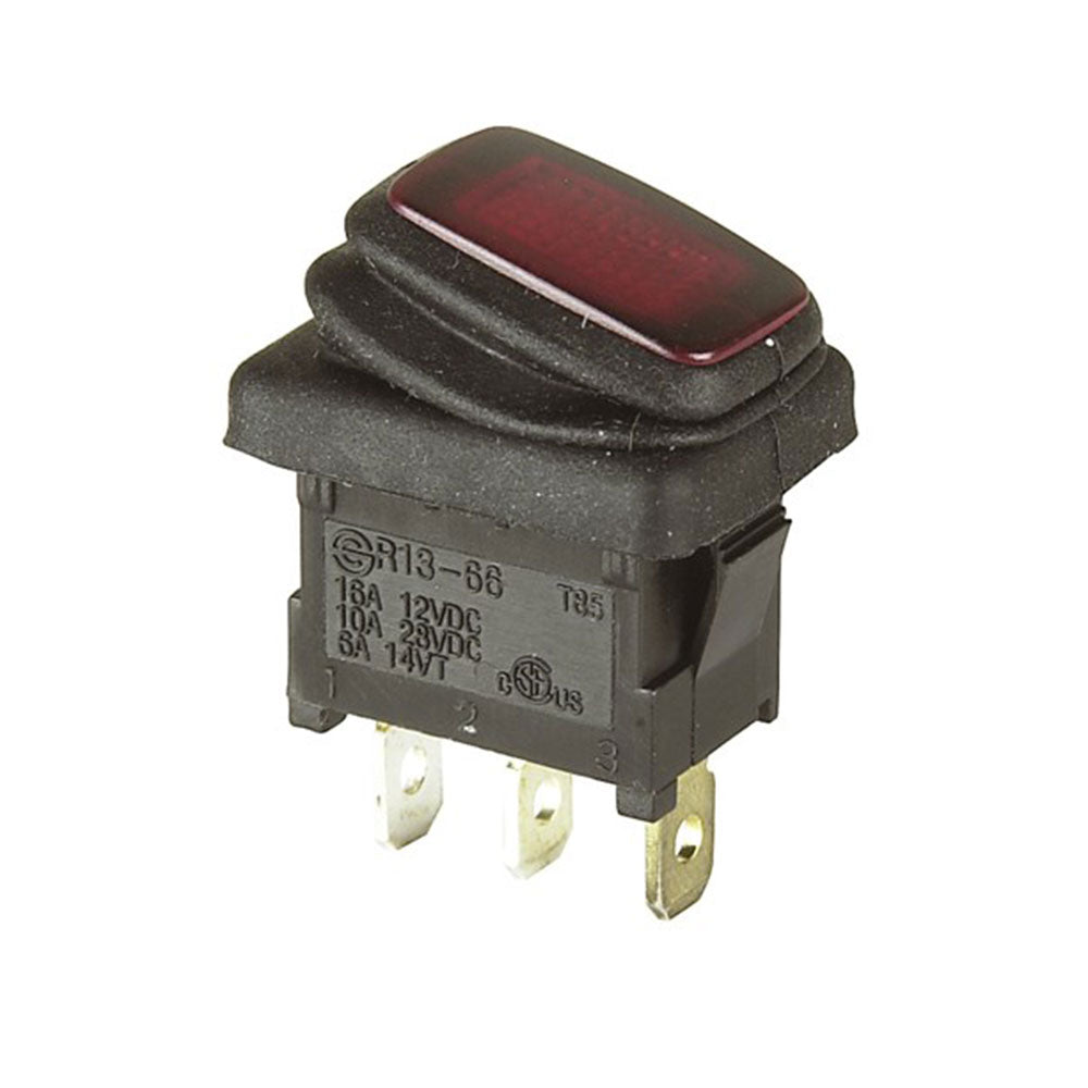 IP65 Rated Mini SPST Illuminated Rocker Switch 16A 12VDC