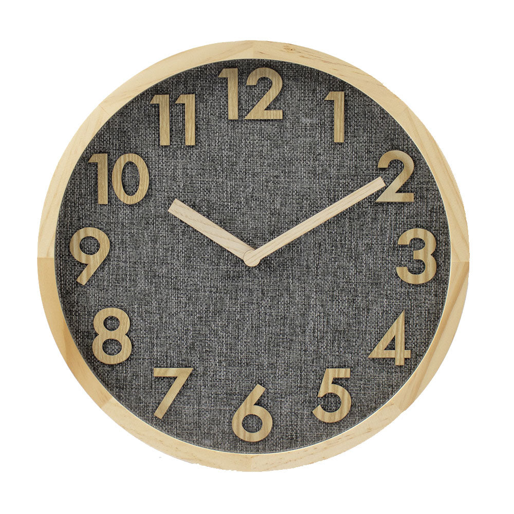 Linen Dial Wooden Wall Clock with Mute Mode Feature