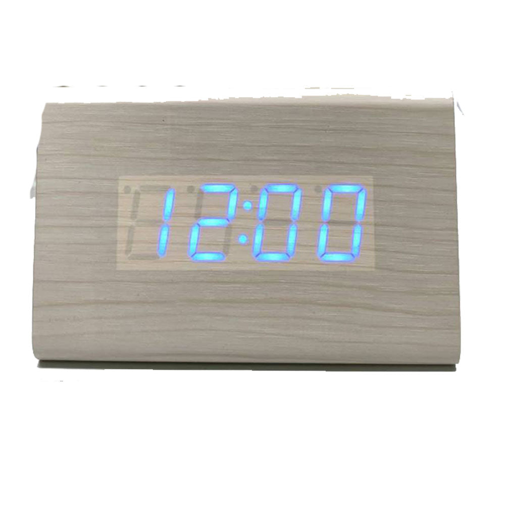 Horloge de table LED à trois barres en bois