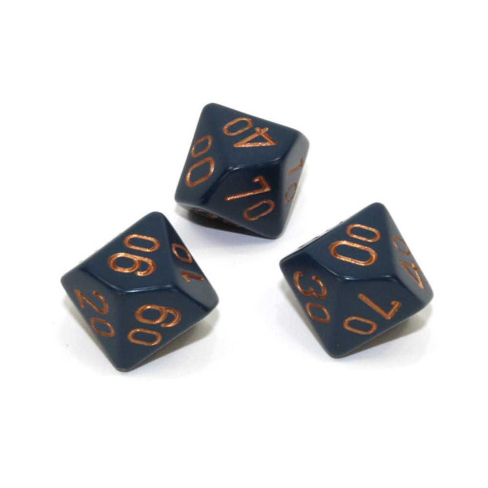 Chessexe Polyhedral Opaque Dusty Blue/Copper Dice 10pcs