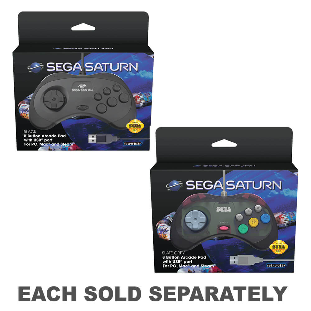 Retro Bit Sega USB Saturn 8-Tasten-Arcade-Pad