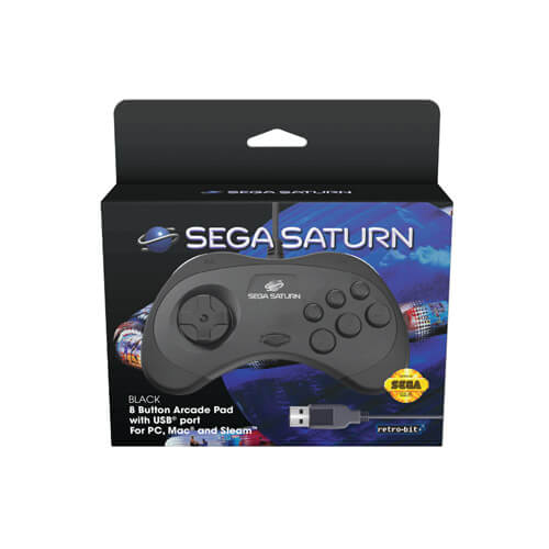 Retro Bit Sega USB Saturn 8-Tasten-Arcade-Pad