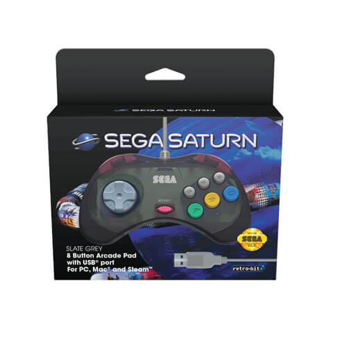 Retro Bit SEGA USB Saturn 8 Button Arcade Pad