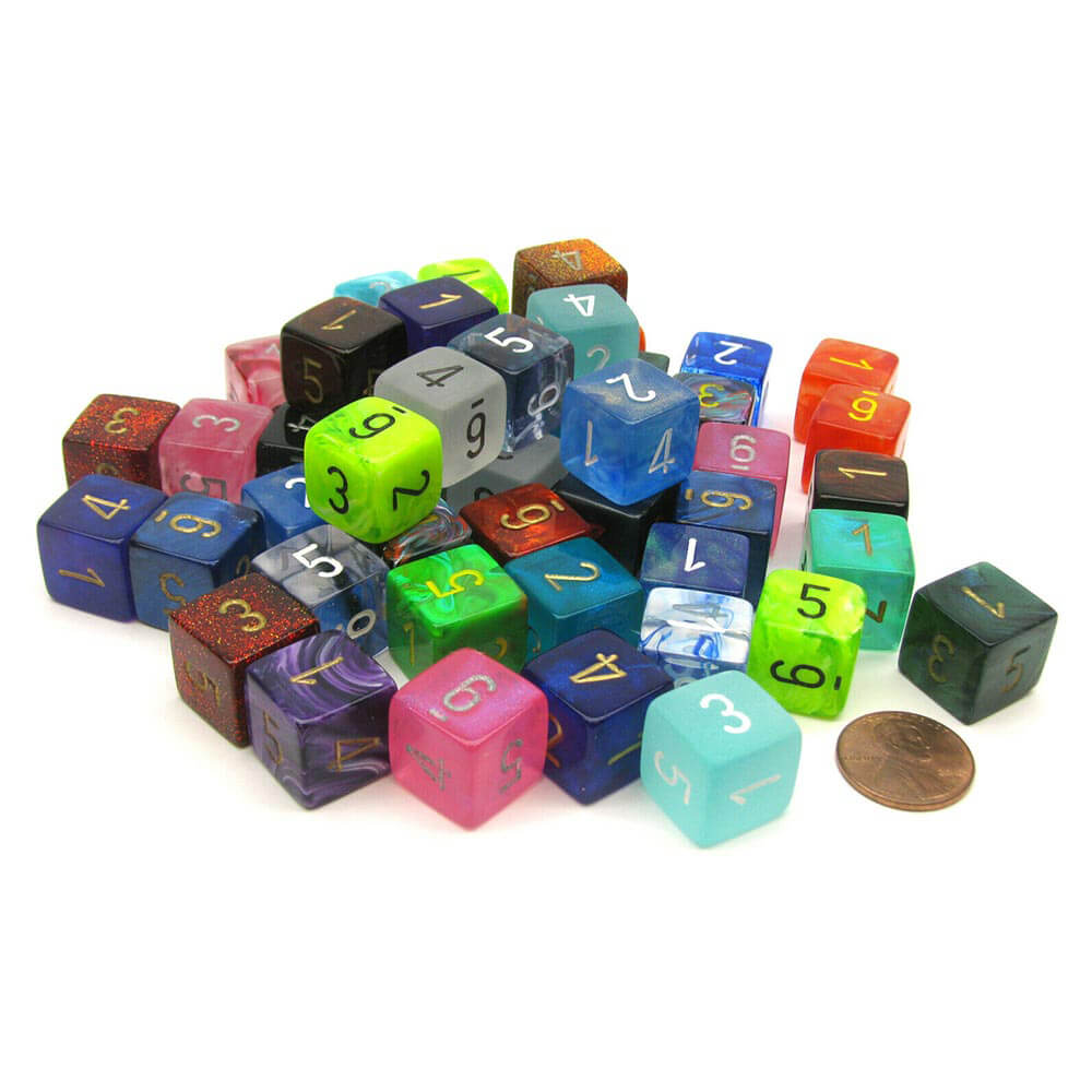 D6 Dice Assorted Loose Polyhedral (50 Dice)
