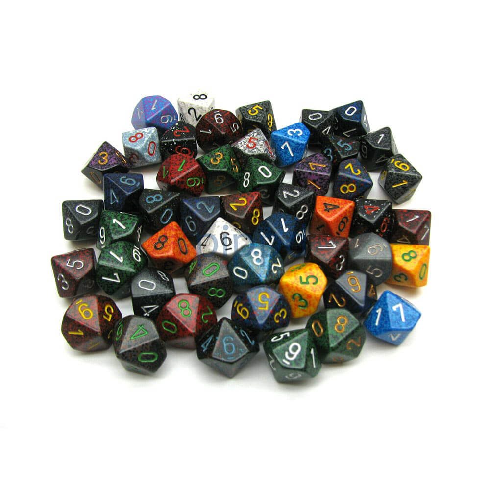 D10 Dice Assorted Loose Polyhedral (50 Dice)