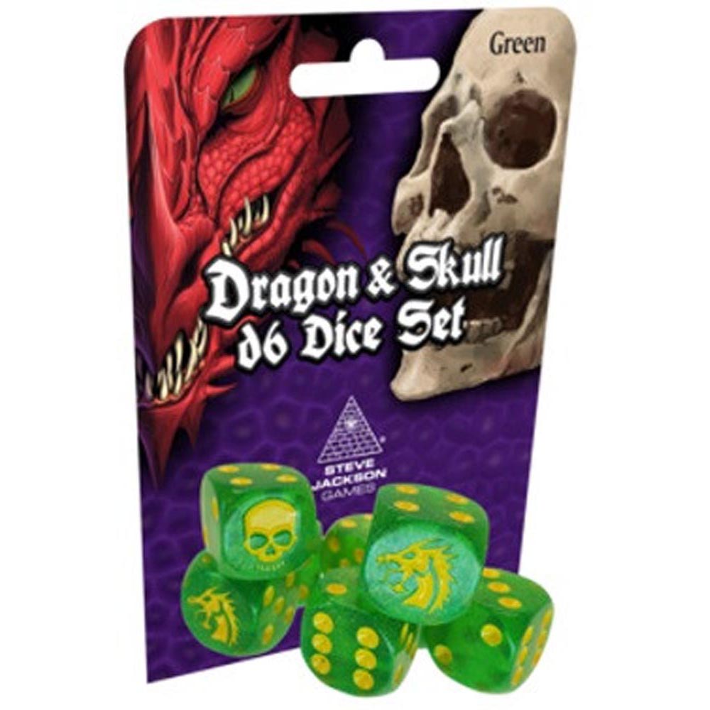 Dragon and Skull Dice Pack Green Glitter Dice
