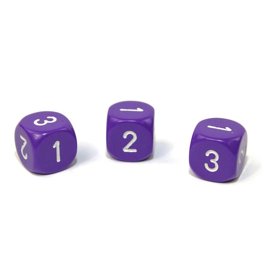 Chessex D3 Opaque Dice 16mm (D6 w/ 1-3 Twice)
