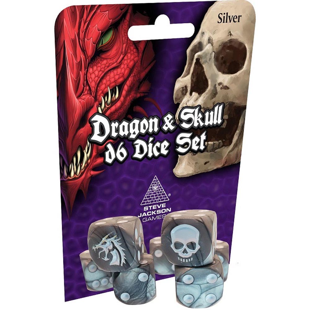 Dragon and Skull Dice Pack Silver Dice